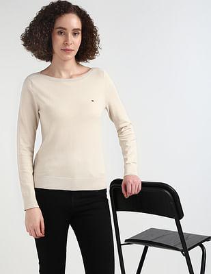 jersey stitch boat neck sweater