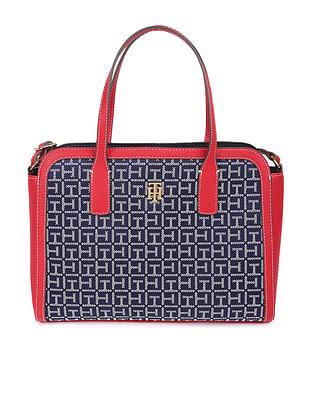 all over jacquard monogram satchel bag