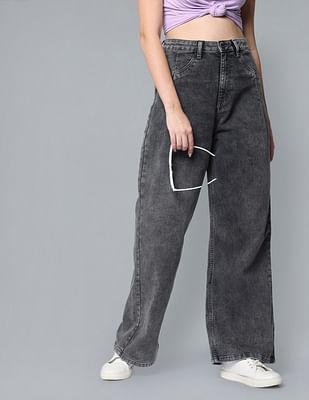 wide leg high rise jeans