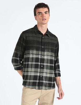 plaid check relaxed fit shirt