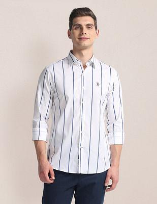 vertical stripe twill shirt