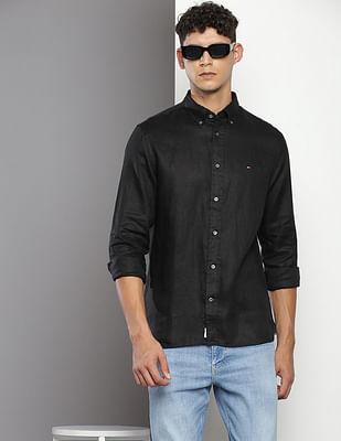 button down collar premium linen shirt