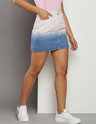 recycled cotton washed denim skirt