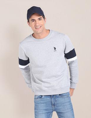 heathered panelled sleeve sweatshirt