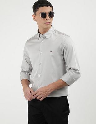 sateen solid slim fit shirt