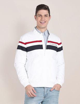 horizontal stripe bomber jacket