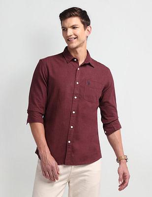 semi cutaway collar slim fit shirt