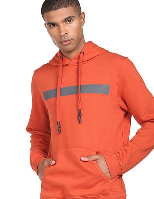 men orange embossed logo hooded sweatshirt