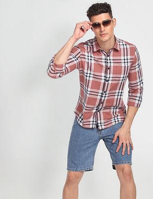 tartan check twill casual shirt