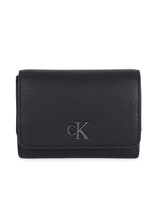 minimal monogram trifold wallet