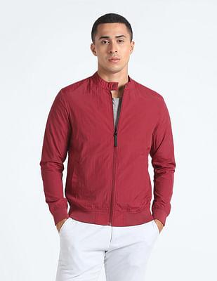 stand collar solid jacket