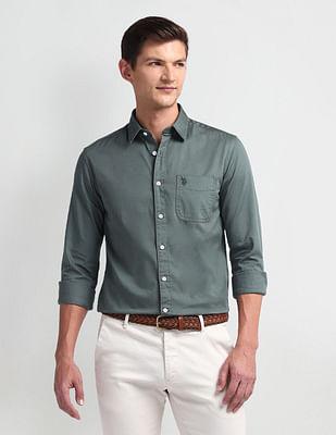 semi cutaway collar slim fit shirt