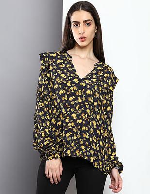 frosted floral viscose top