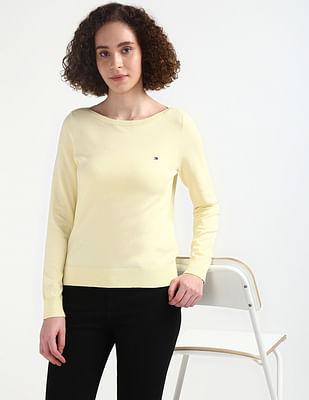 jersey stitch boat neck sweater