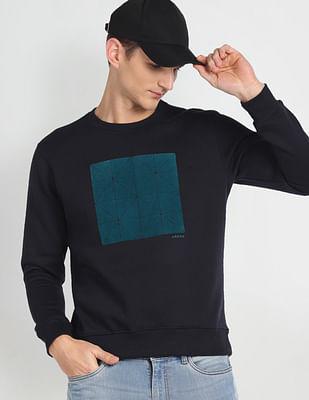 crew neck geometric print sweatshirt