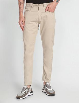 solid twill casual trousers