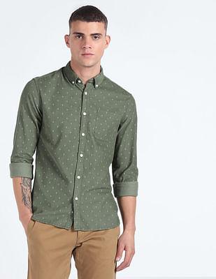 geometric print corduroy shirt