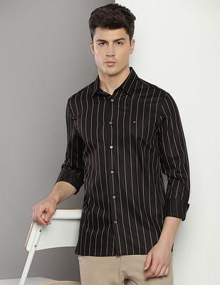 sateen flex vertical stripe shirt