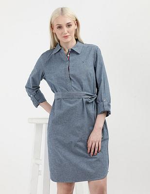 chambray medium wash shirt dress