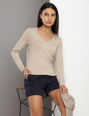 v-neck solid sweater