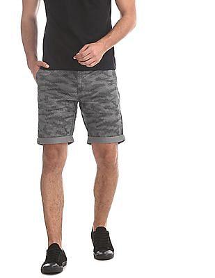 grey super slim fit printed shorts