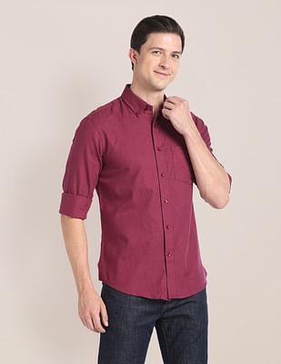 solid button down collar shirt