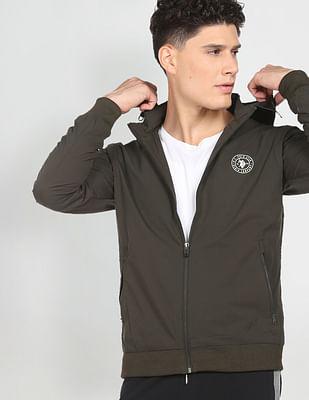 high neck solid casual jacket