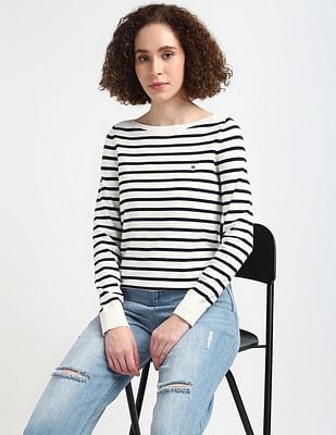 jersey stitch boat neck sweater