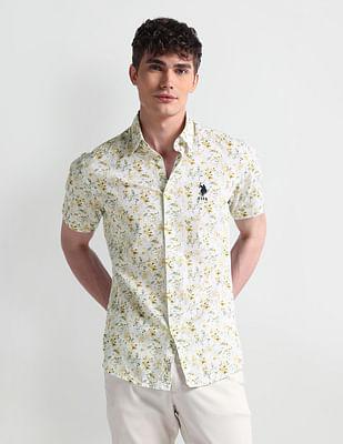 short sleeve slim fit floral shirt