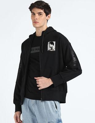 brand tape hooded sweatshirt