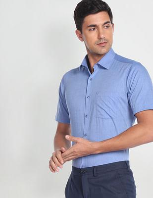 regular fit solid short sleeve formal shirt