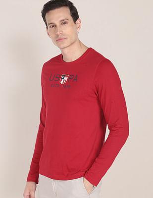 long sleeve brand print cotton t-shirt