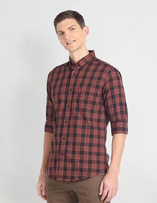 tartan check cotton twill shirt