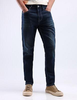 mid rise slim tapered fit jeans