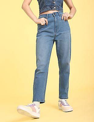 high rise slim fit jeans