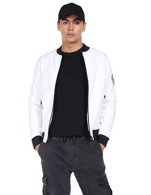 men white panelled polyester bomber jacket