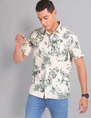 cotton linen floral shirt