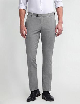 tapered fit herringbone trousers