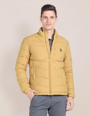 high neck solid jacket