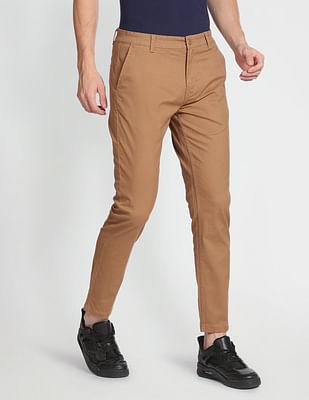 twill geometric print casual trousers