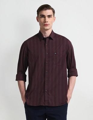 slim cotton vertical stripes shirt