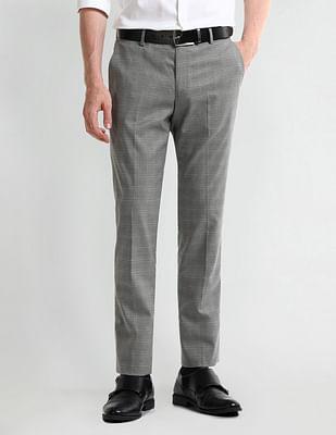 checked twill trousers