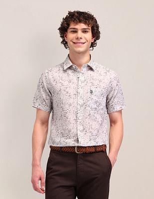 printed poplin tailored fit shirt