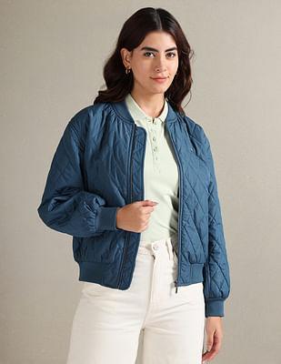 stand neck solid bomber jacket