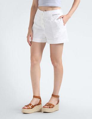 high rise cotton twill shorts