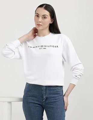 solid logo crew neck sweatshirt