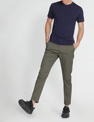 twill geometric print casual trousers