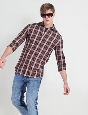 plaid check twill shirt