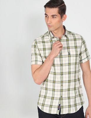 short sleeve check casual shirt