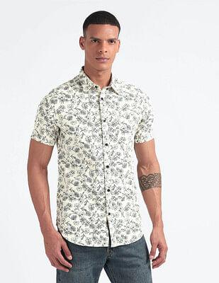 cotton linen floral shirt